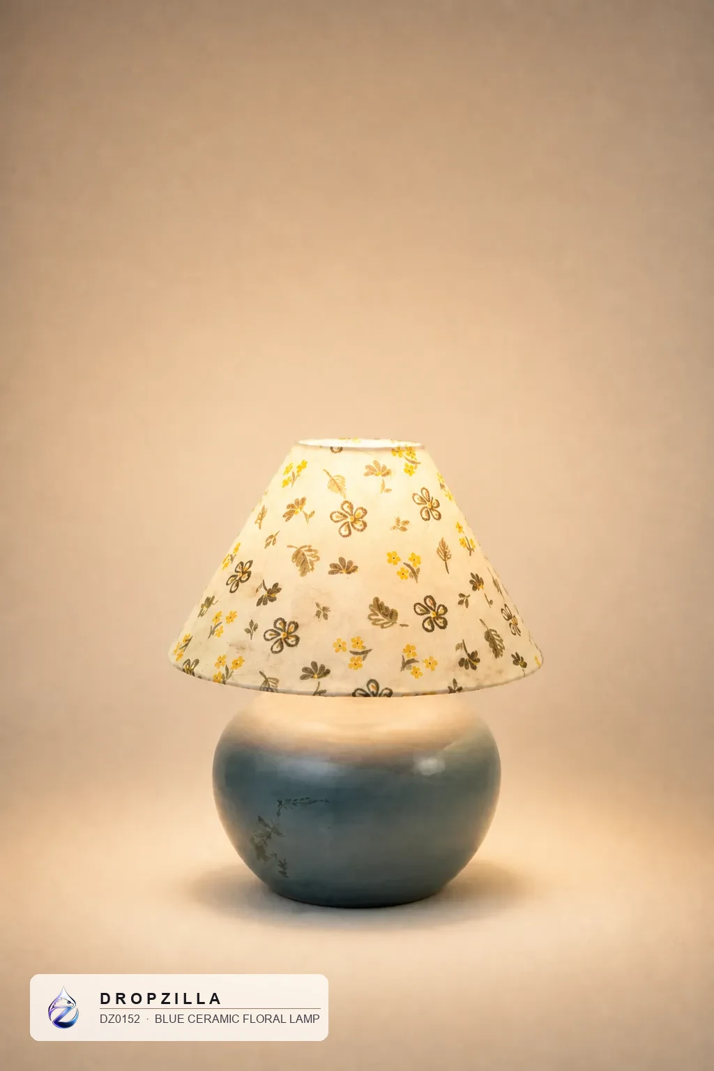Blue Ceramic Floral Lamp