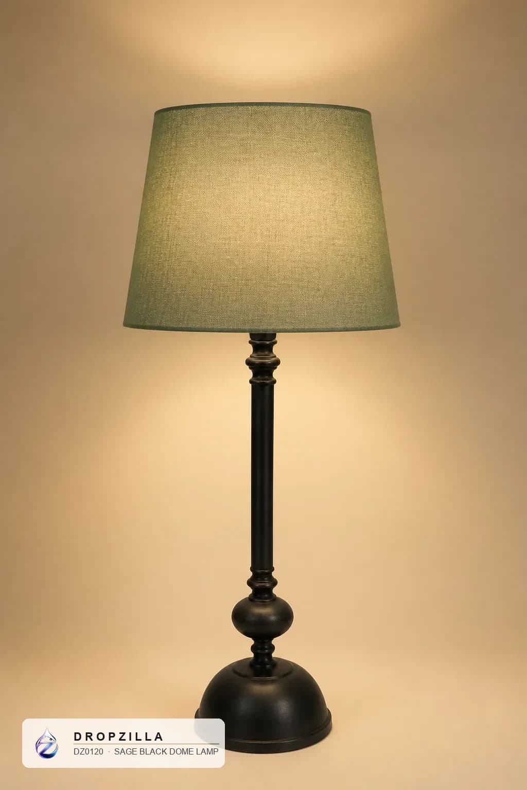 Sage Black Dome Lamp