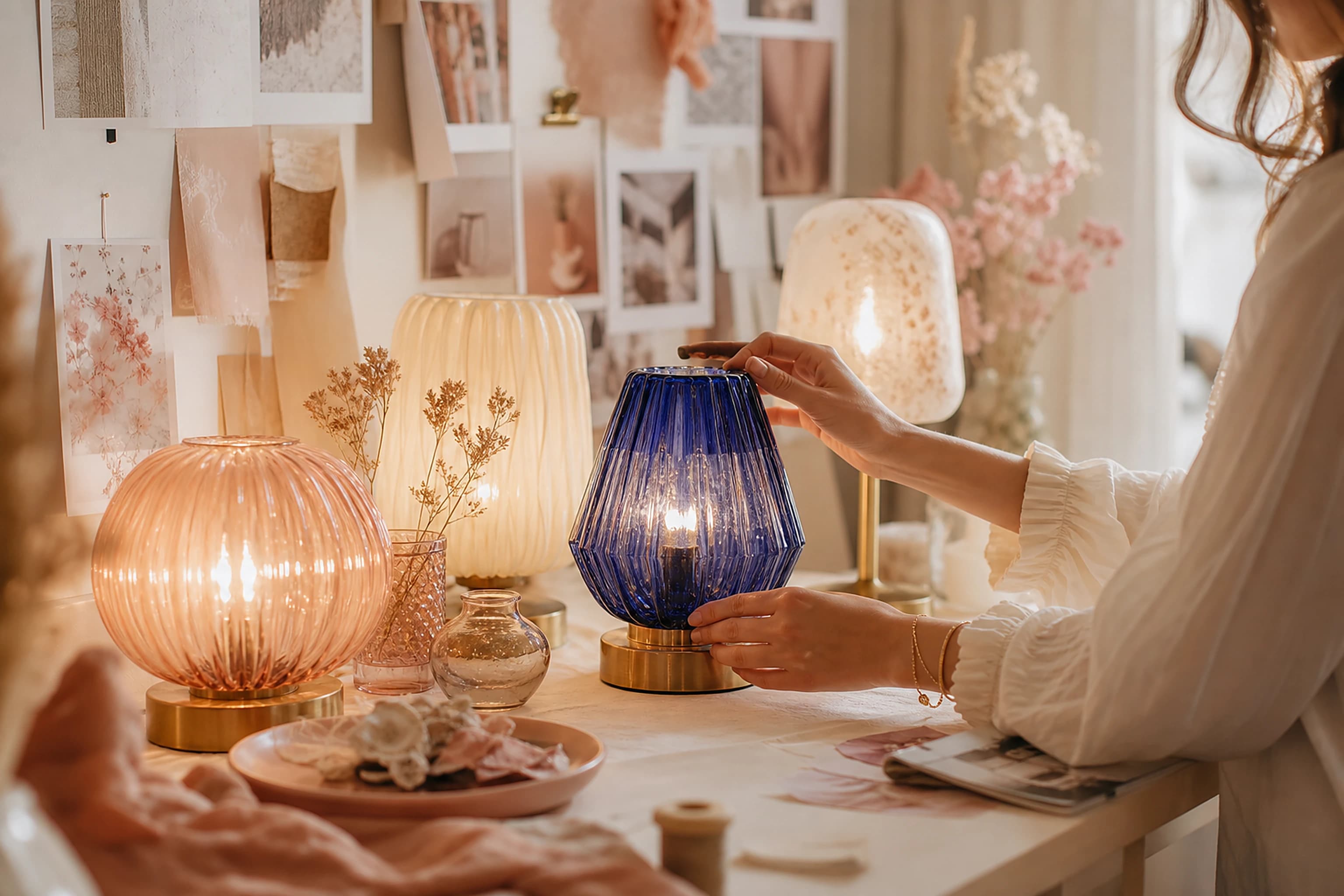 The Dropzilla studio, lamps glowing on a workbench
