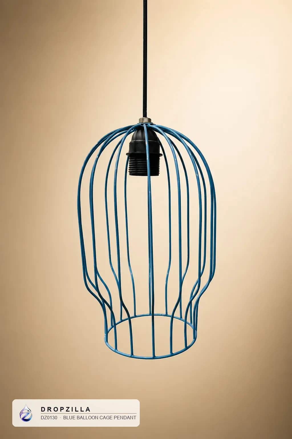 Blue Balloon Cage Pendant — Pendant Lights — Blue coated iron wire — Dropzilla