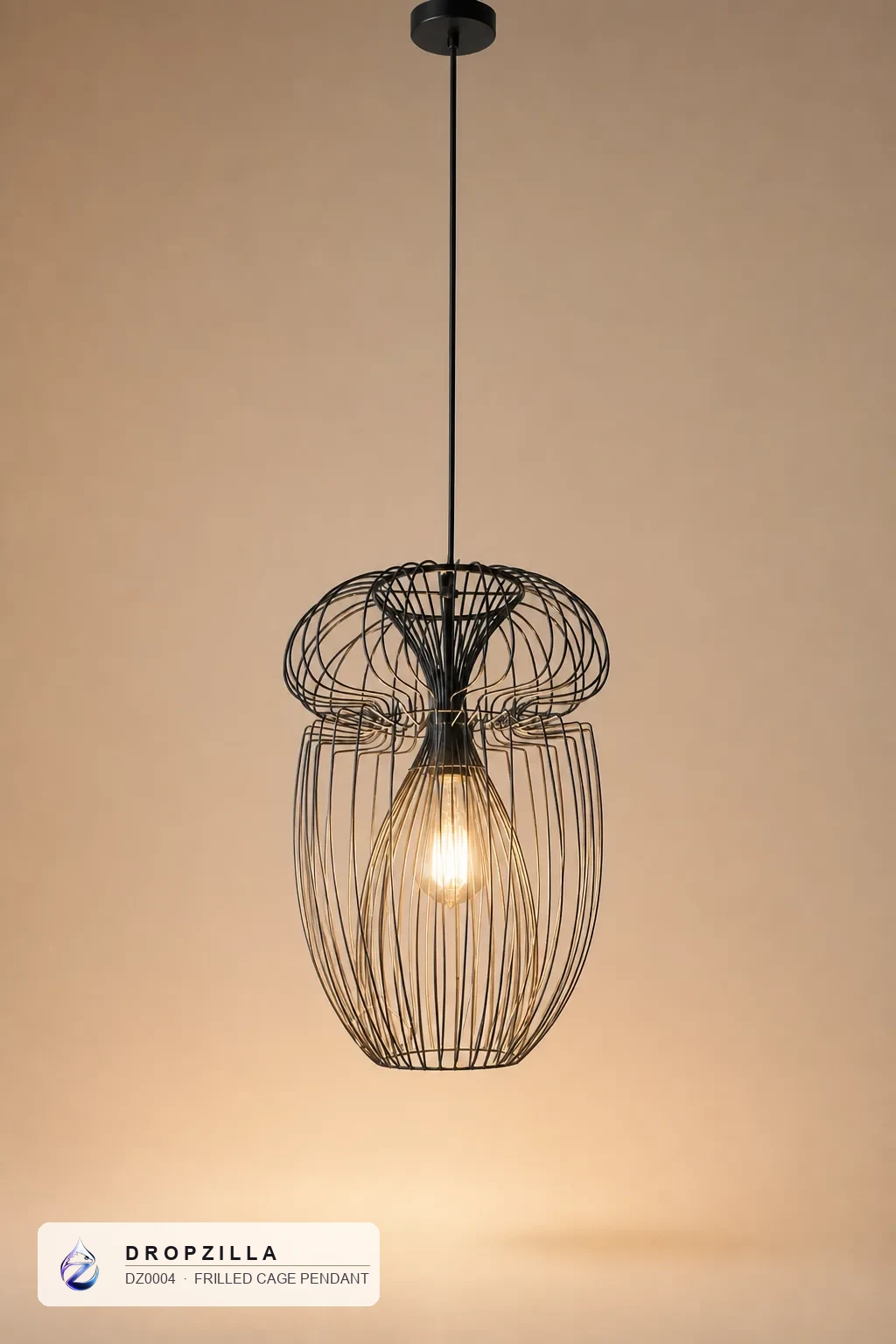 Frilled Cage Pendant — Pendant Lights — Powder-coated iron wire — Dropzilla