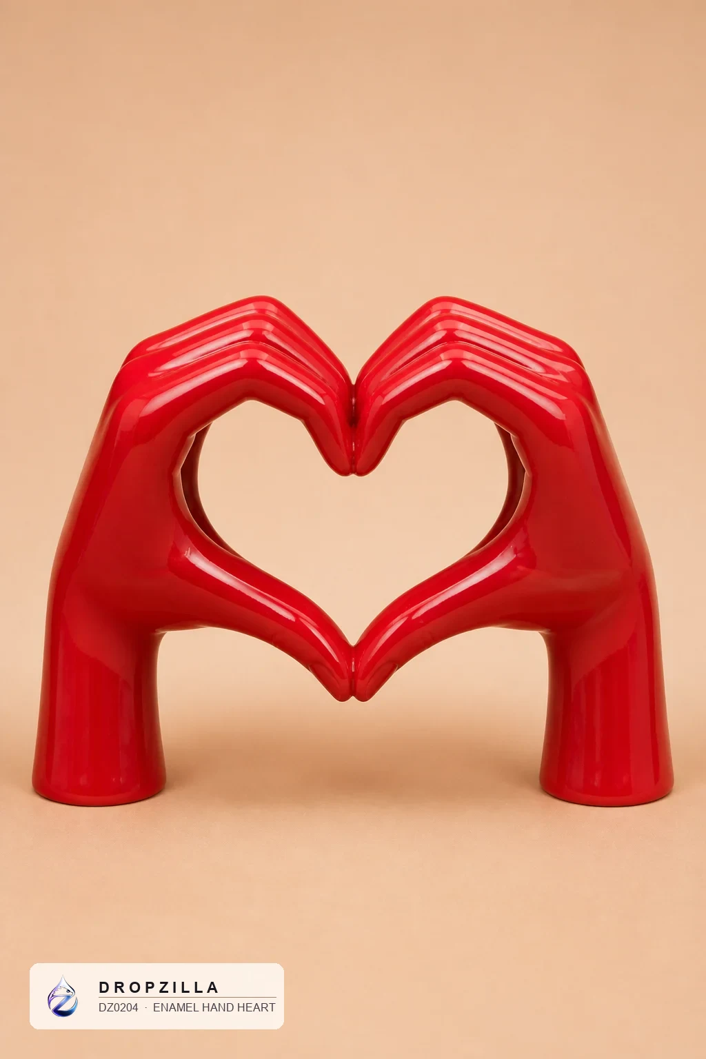 Enamel Hand Heart — Home Decor — Cast metal with a high-gloss red enamel finish — Dropzilla