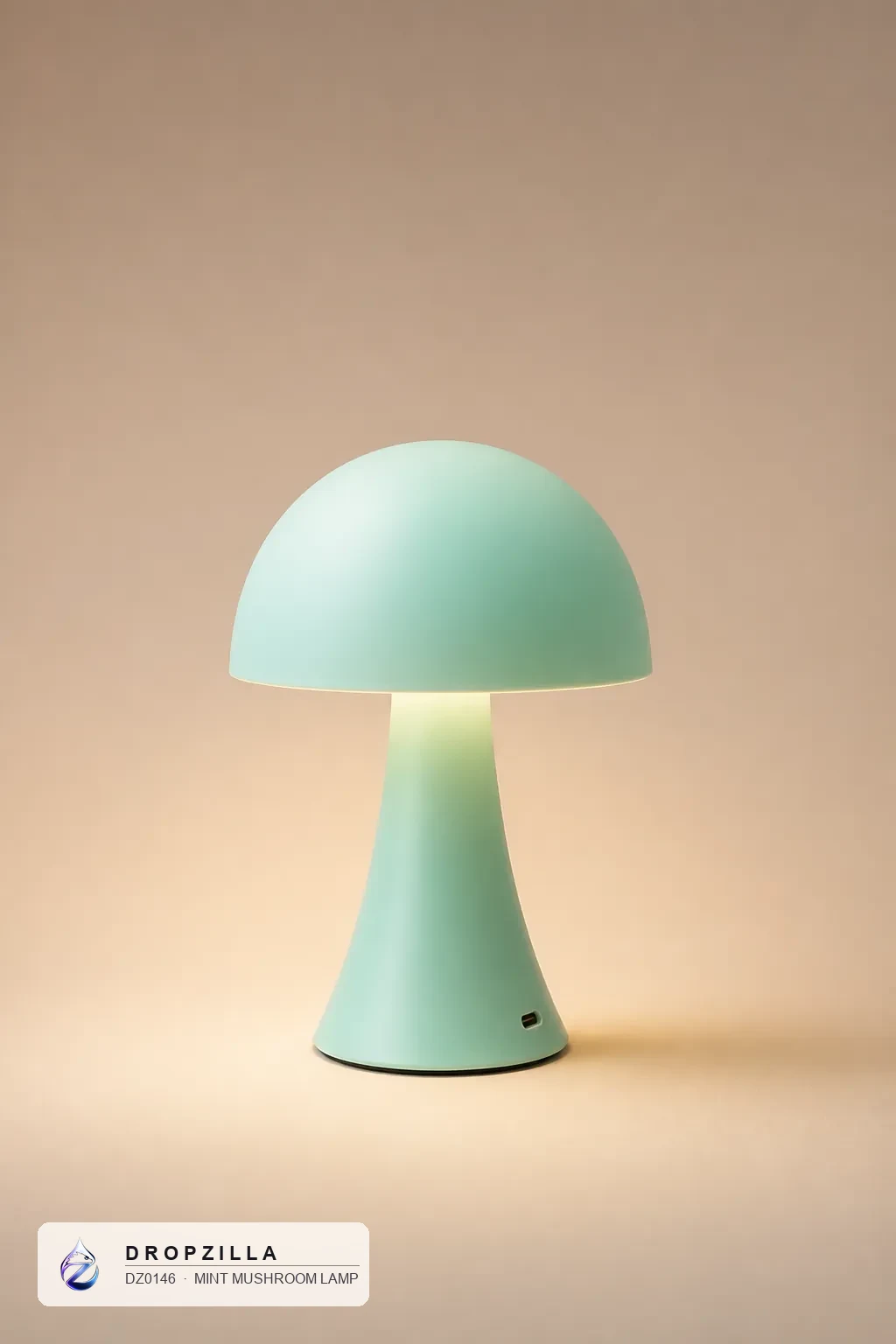 Mint Mushroom Lamp — Accent Lamps — Matte mint polymer, rechargeable — Dropzilla