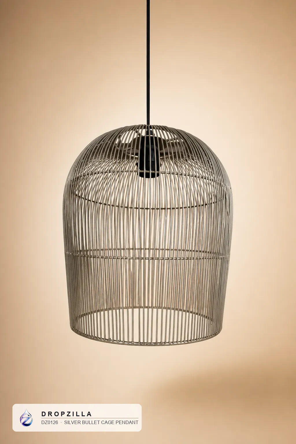 Silver Bullet Cage Pendant — Pendant Lights — Silver-finish metal wire — Dropzilla